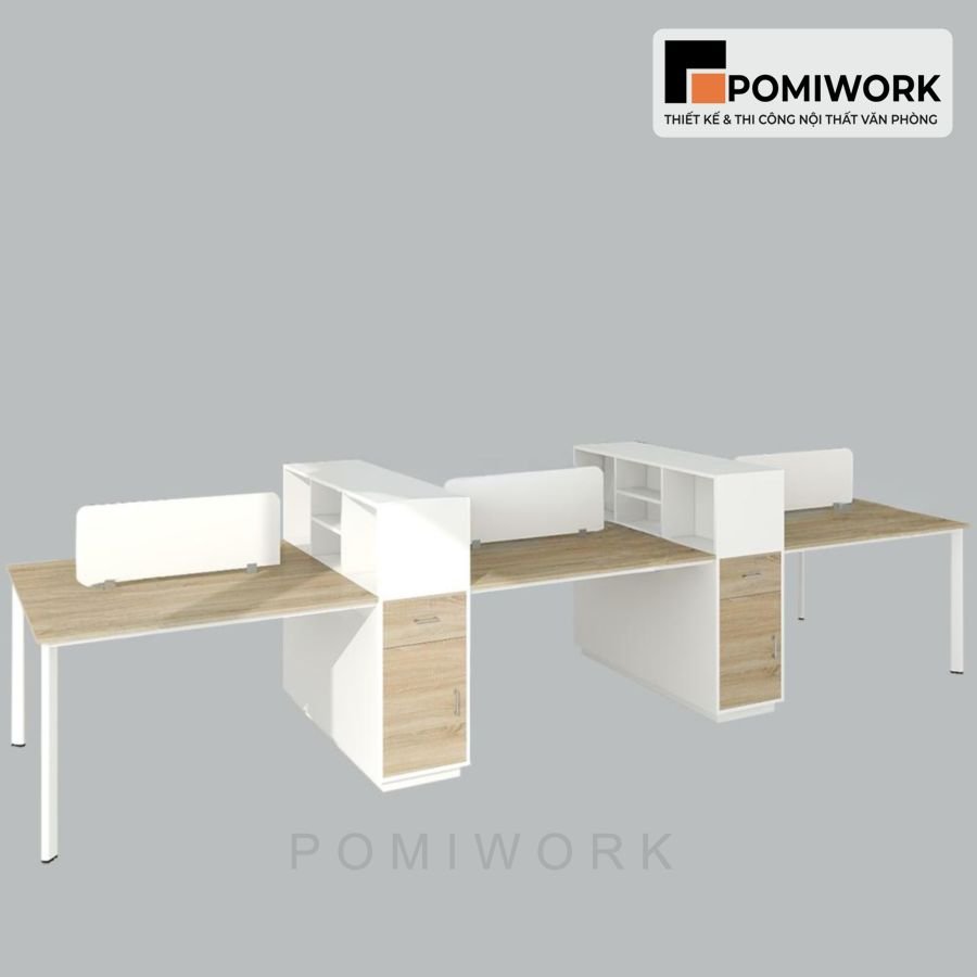 ban lam viec van phong 6 cho cum ban hien dai kem tu phu