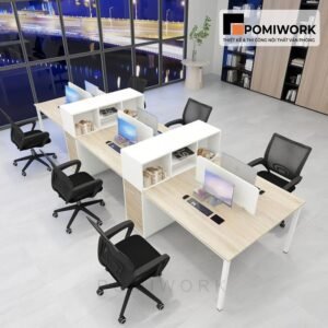 Bàn làm việc văn phòng 6 chỗ ngồi - Cụm bàn hiện đại, tiết kiệm không gian