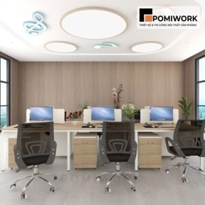 Bàn làm việc văn phòng chuyên nghiệp 6 người - Thiết kế đơn giản, hiện đại