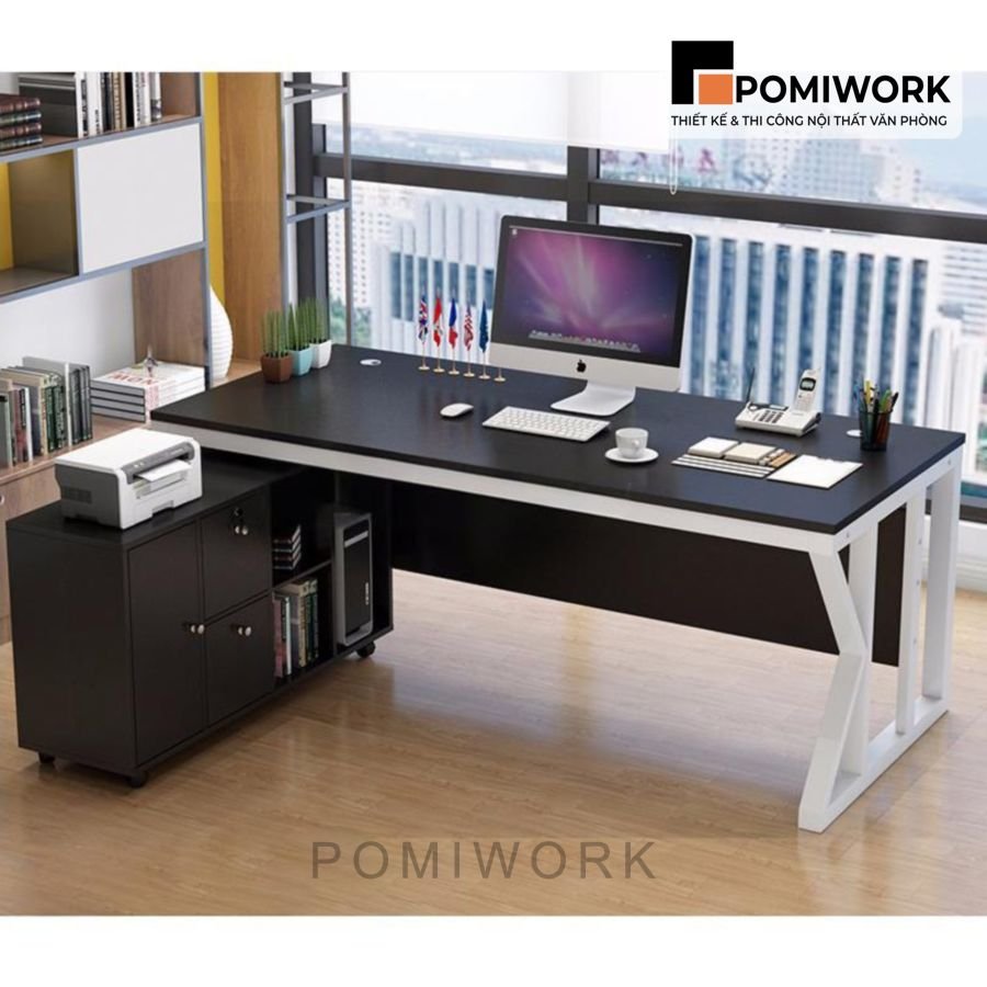 ban lam viec van phong hien dai chan sat mat go cao cap