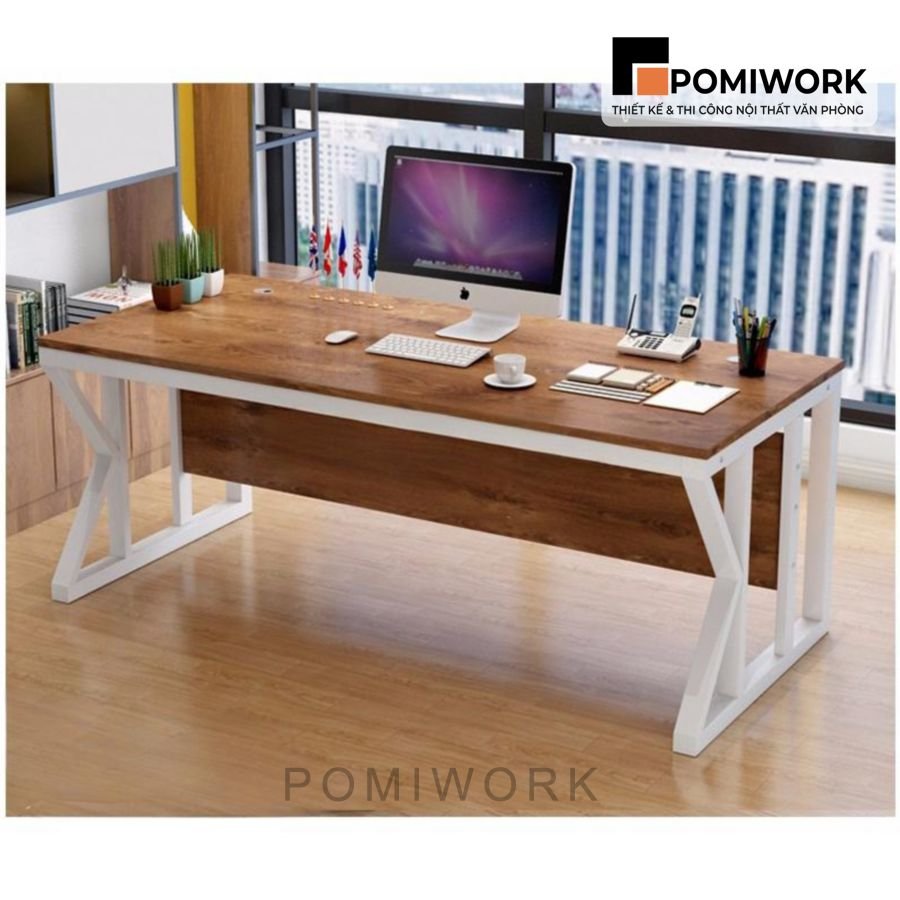 ban lam viec van phong hien dai chan sat mat go cao cap