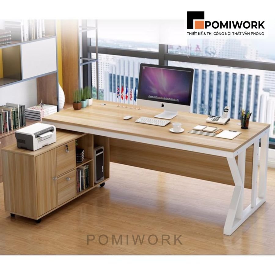 ban lam viec van phong hien dai chan sat mat go cao cap