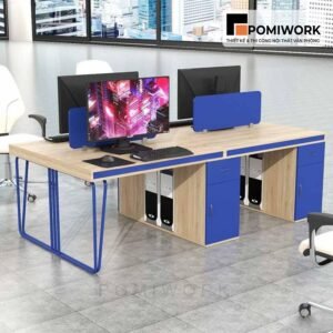 Bàn văn phòng 4 chỗ ngồi hiện đại - mặt gỗ MDF bền đẹp, giá rẻ