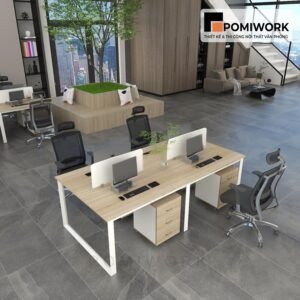 Bàn văn phòng 4 người ngồi kiểu dáng hiện đại, sang trọng