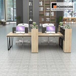 Bàn văn phòng nhóm 4 người - Chân sắt chắc chắn, bền bỉ