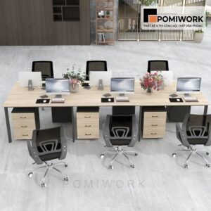 Bộ bàn làm việc văn phòng 6 người hiện đại - Thiết kế chuyên nghiệp, tiết kiệm diện tích