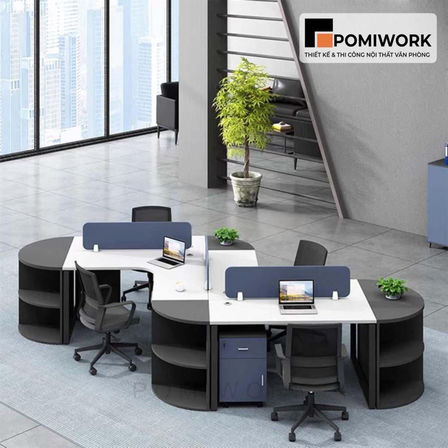 cum ban lam viec 4 nguoi hien dai thiet ke sang tao tien dung va ben dep