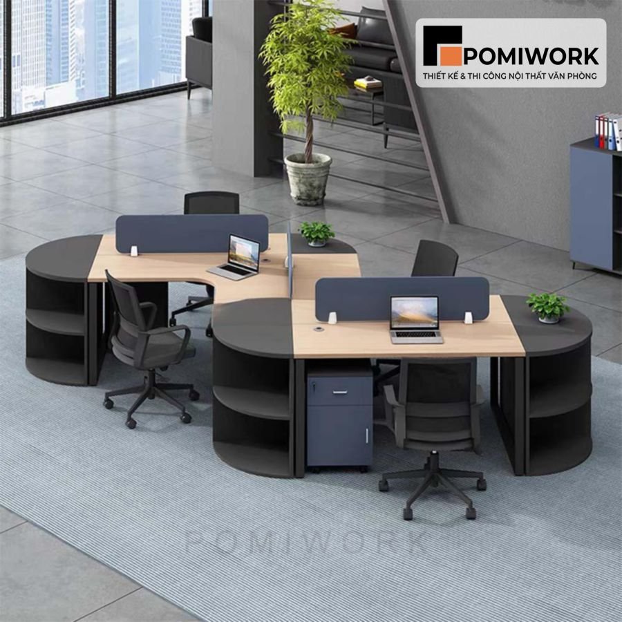 cum ban lam viec 4 nguoi hien dai thiet ke sang tao tien dung va ben dep