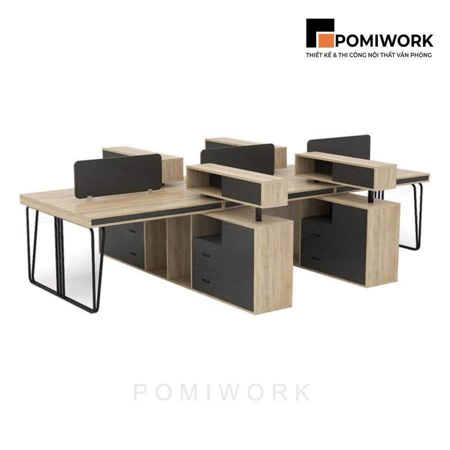 cum ban van phong 6 nguoi ngoi thiet ke tre trung kem tu phu