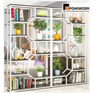 Kệ trang trí văn phòng cao cấp - Khung sắt chắc chắn, gỗ bền đẹp