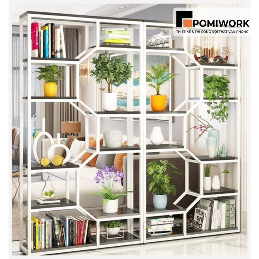 ke trang tri van phong cao cap khung sat chac chan go ben dep Kệ trang trí văn phòng cao cấp - Khung sắt chắc chắn, gỗ bền đẹp