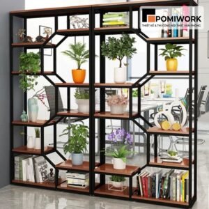 Kệ trang trí văn phòng cao cấp - Khung sắt chắc chắn, gỗ bền đẹp