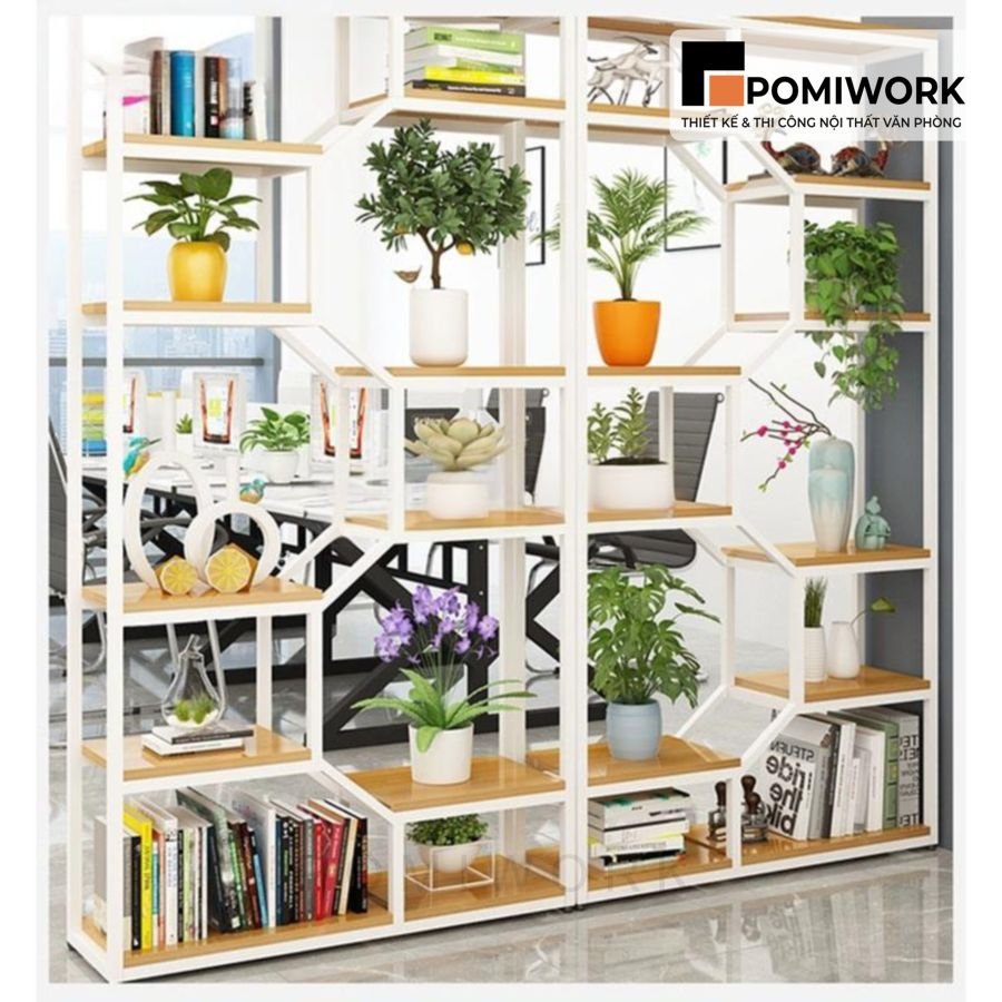 ke trang tri van phong cao cap khung sat chac chan go ben dep Kệ trang trí văn phòng cao cấp - Khung sắt chắc chắn, gỗ bền đẹp