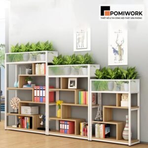 Kệ trang trí văn phòng kết hợp cây xanh - Thiết kế đẹp, tạo không gian xanh mát
