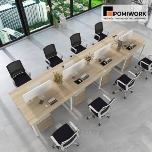 Mẫu bàn văn phòng dài cho 8 nhân viên - Sang trọng, bền đẹp