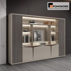 Tủ hồ sơ giám đốc cao cấp - Thiết kế hiện đại, sang trọng, có đèn LED trang trí