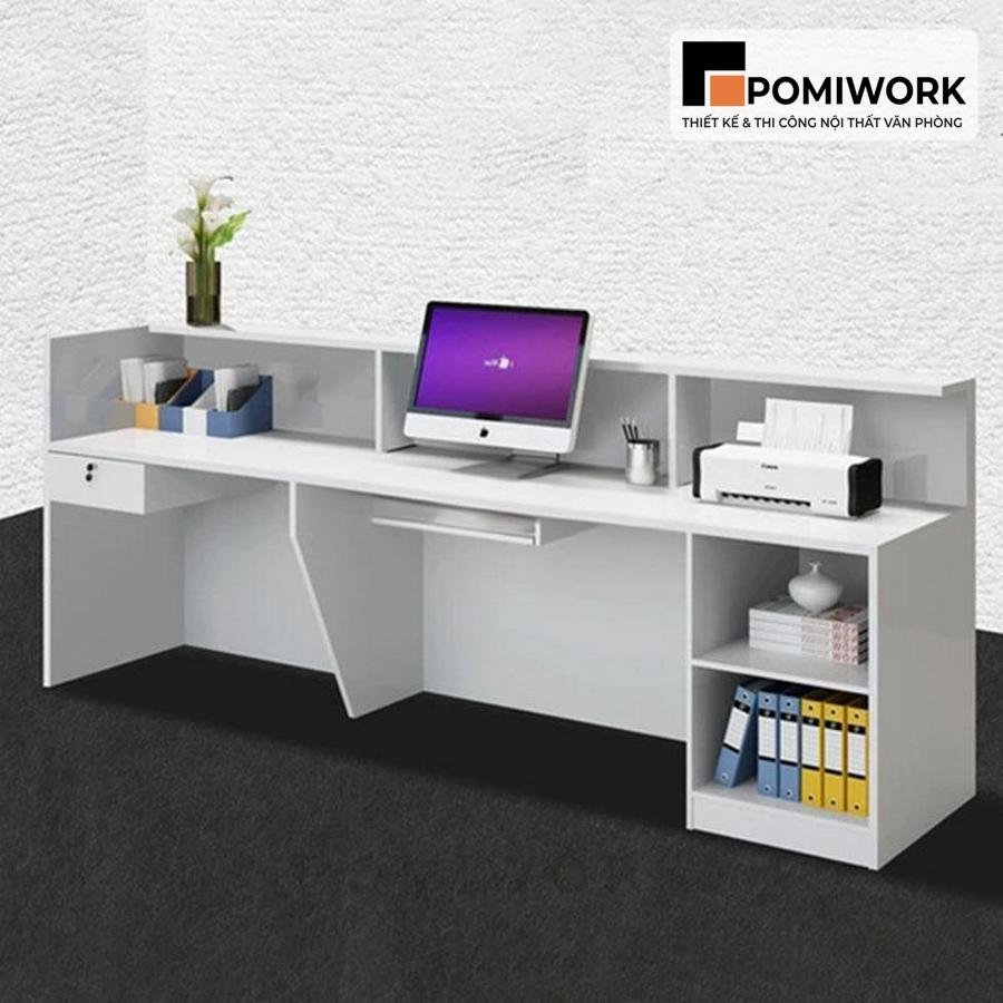 quay le tan 2 cho ngoi Quầy lễ tân 2 chỗ ngồi – Bàn tiếp tân đẹp, phù hợp nhiều không gian