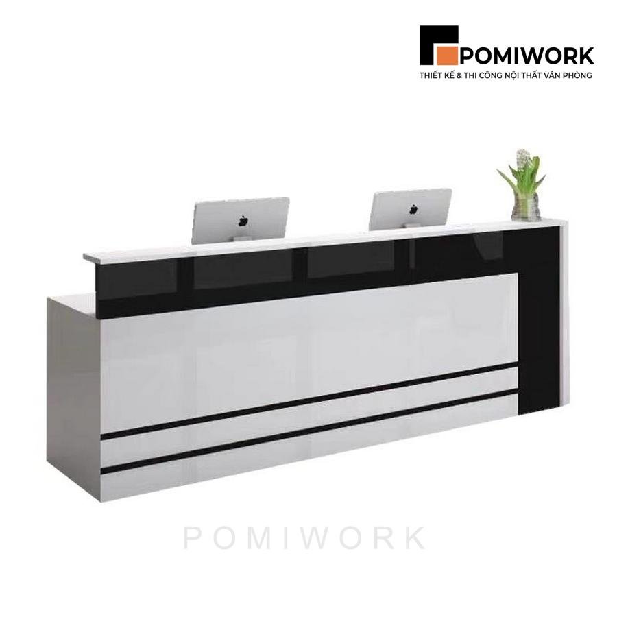 quay le tan 2 cho ngoi Quầy lễ tân 2 chỗ ngồi – Bàn tiếp tân đẹp, phù hợp nhiều không gian