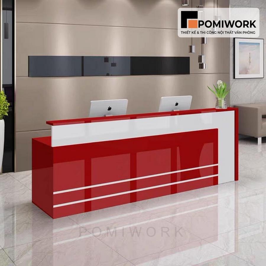 quay le tan 2 cho ngoi Quầy lễ tân 2 chỗ ngồi – Bàn tiếp tân đẹp, phù hợp nhiều không gian