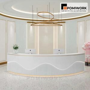 Quầy lễ tân bo cong – Bàn tiếp tân thiết kế uốn lượn sang trọng, tinh tế