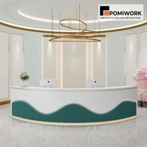 Quầy lễ tân bo cong – Bàn tiếp tân thiết kế uốn lượn sang trọng, tinh tế