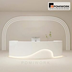 Quầy lễ tân bo cong hiện đại – Bàn tiếp tân thiết kế tinh tế, sang trọng