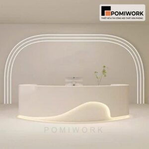 Quầy lễ tân bo cong hiện đại – Bàn tiếp tân thiết kế tinh tế, sang trọng