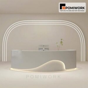 Quầy lễ tân bo cong hiện đại – Bàn tiếp tân thiết kế tinh tế, sang trọng