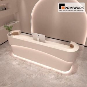 Quầy lễ tân bo cong hiện đại - Bàn tiếp tân tinh tế, chuyên nghiệp