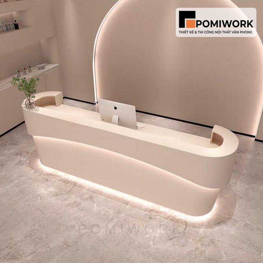 quay le tan bo cong hien dai Quầy lễ tân bo cong hiện đại - Bàn tiếp tân tinh tế, chuyên nghiệp