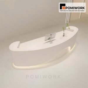 Quầy lễ tân bo cong hiện đại – Bàn tiếp tân thiết kế tinh tế, sang trọng