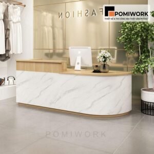 Quầy lễ tân bo tròn hiện đại - Bàn tiếp tân thiết kế trẻ trung