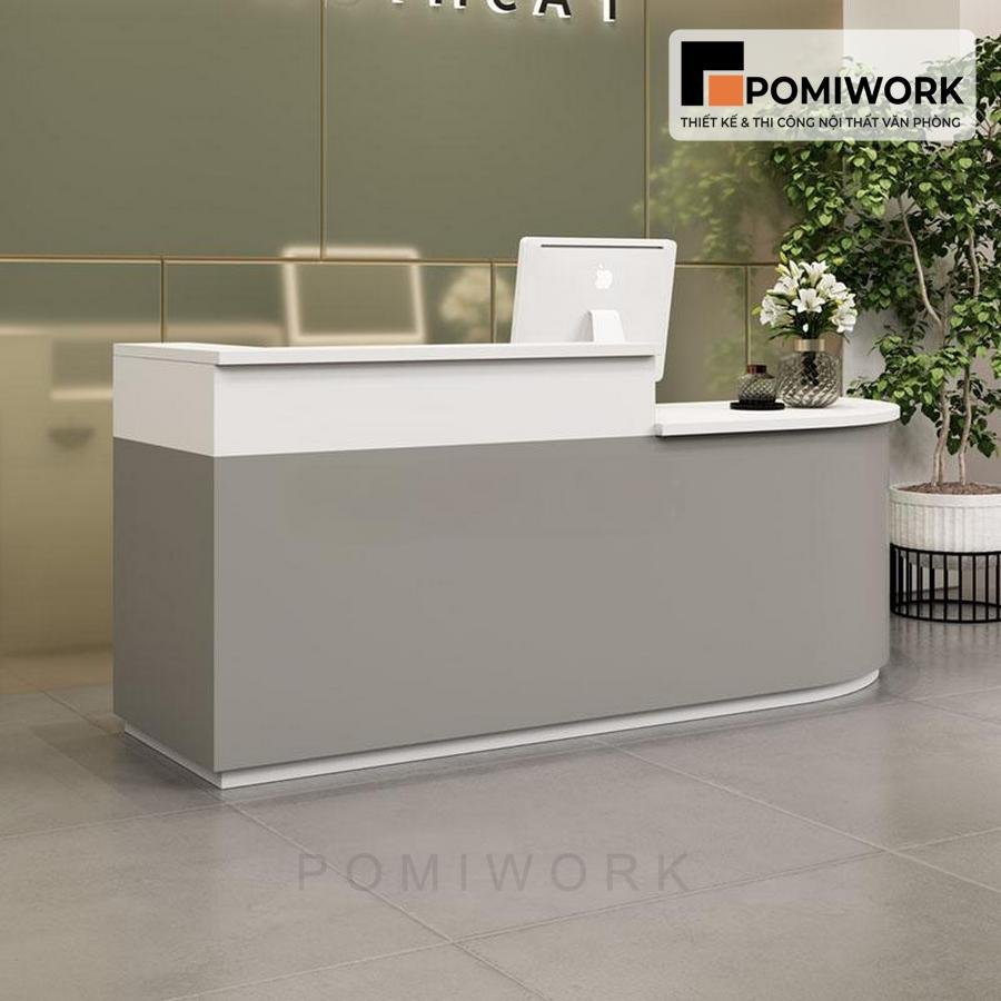 quay le tan bo tron hien dai Quầy lễ tân bo tròn hiện đại - Bàn tiếp tân thiết kế trẻ trung