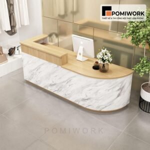 Quầy lễ tân bo tròn hiện đại - Bàn tiếp tân thiết kế trẻ trung