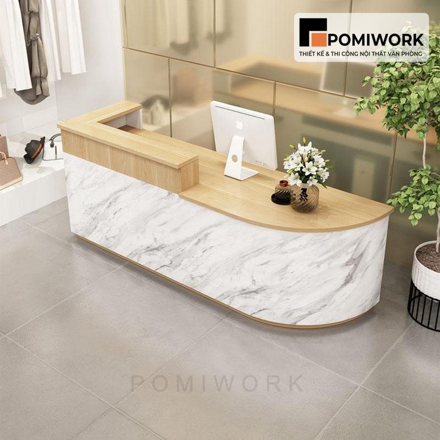 quay le tan bo tron hien dai Quầy lễ tân bo tròn hiện đại - Bàn tiếp tân thiết kế trẻ trung