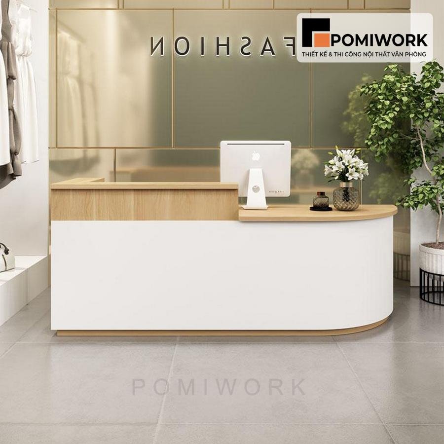 quay le tan bo tron hien dai Quầy lễ tân bo tròn hiện đại - Bàn tiếp tân thiết kế trẻ trung