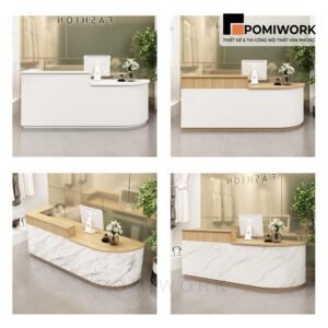 Quầy lễ tân bo tròn hiện đại - Bàn tiếp tân thiết kế trẻ trung