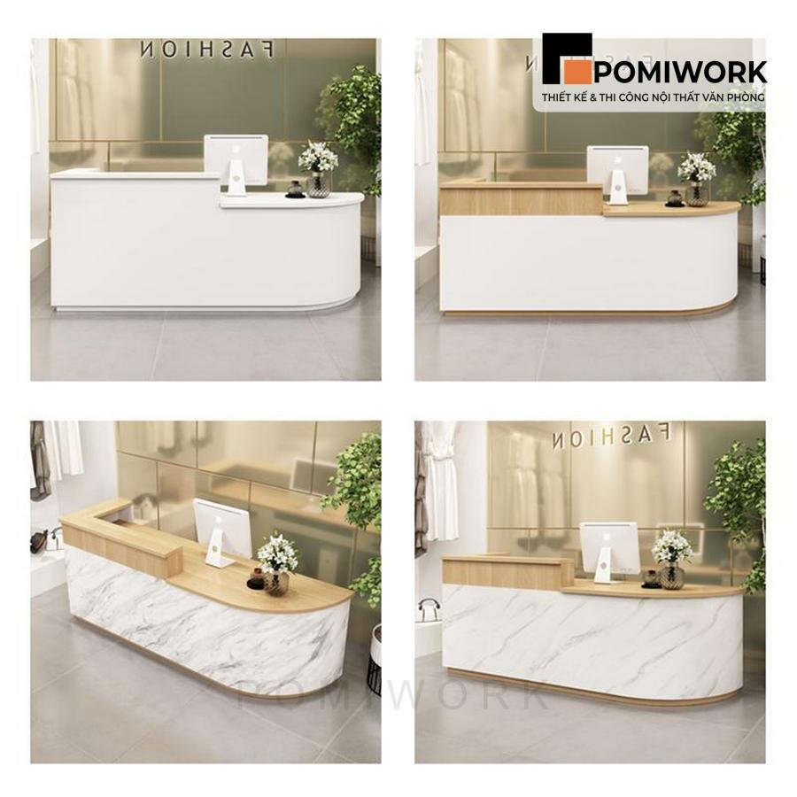 quay le tan bo tron hien dai Quầy lễ tân bo tròn hiện đại - Bàn tiếp tân thiết kế trẻ trung