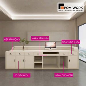 Quầy lễ tân bo viền LED – Bàn tiếp tân phong cách tối giản cao cấp