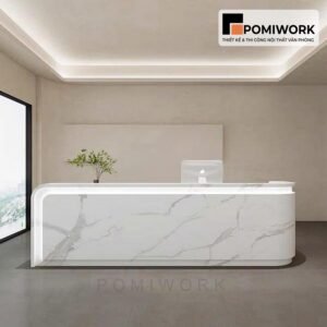 Quầy lễ tân bo viền LED – Bàn tiếp tân phong cách tối giản cao cấp