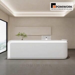 Quầy lễ tân bo viền LED – Bàn tiếp tân phong cách tối giản cao cấp