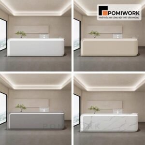 Quầy lễ tân bo viền LED – Bàn tiếp tân phong cách tối giản cao cấp