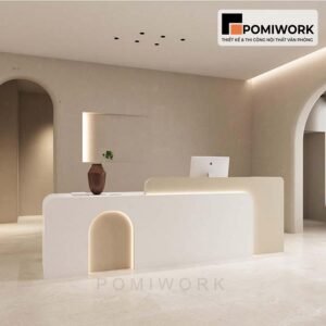 Quầy lễ tân cao cấp hiện đại – Bàn tiếp tân đẹp, tối giản
