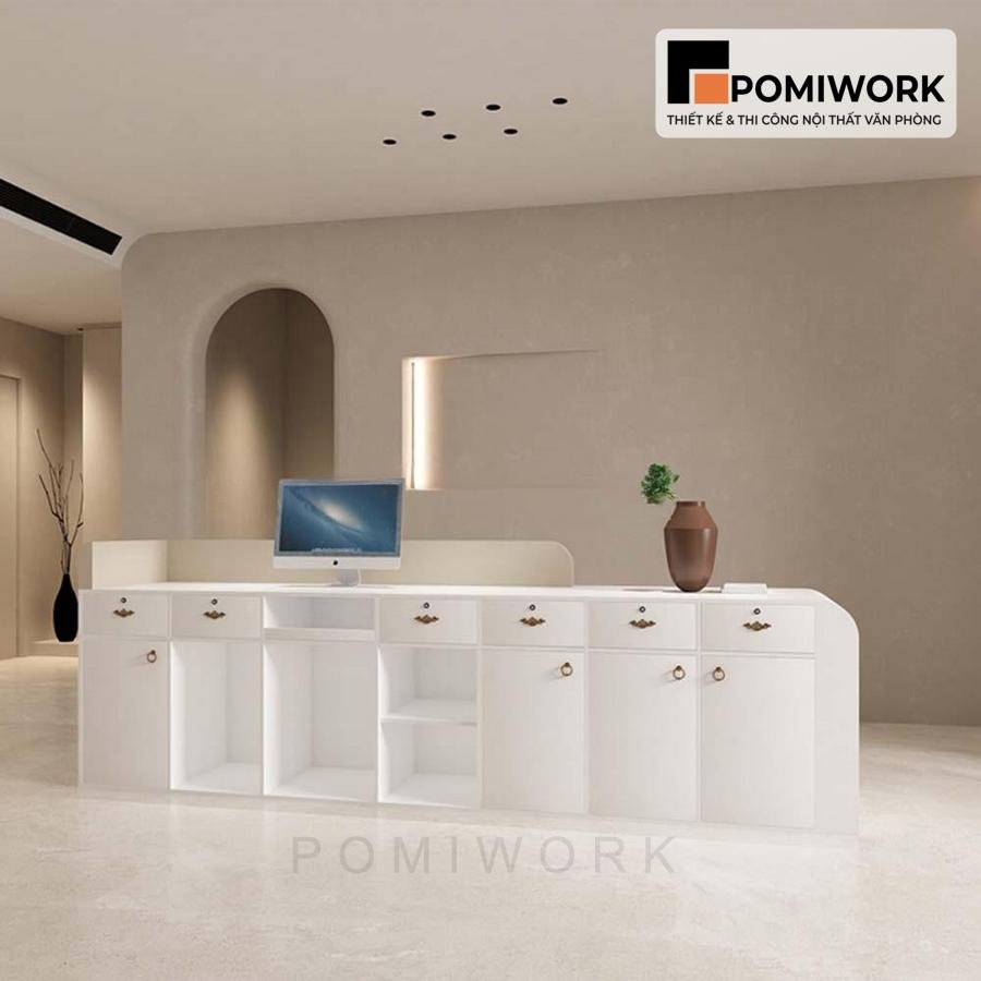 quay le tan cao cap hien dai Quầy lễ tân cao cấp hiện đại – Bàn tiếp tân đẹp, tối giản