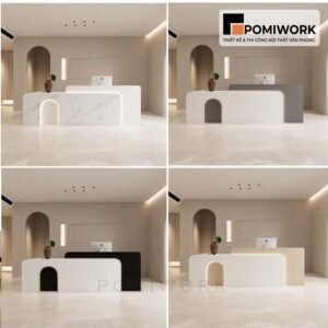 Quầy lễ tân cao cấp hiện đại – Bàn tiếp tân đẹp, tối giản