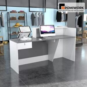 Quầy lễ tân cao cấp kiểu dáng chữ L – Bàn tiếp tân tinh tế, dễ phối nội thất