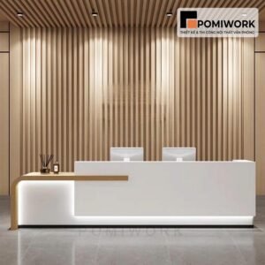 Quầy lễ tân cao cấp thiết kế tối giản – Bàn tiếp tân hiện đại phù hợp cho văn phòng chuyên nghiệp