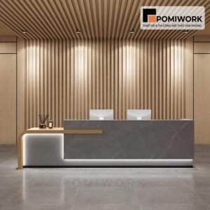 Quầy lễ tân cao cấp thiết kế tối giản – Bàn tiếp tân hiện đại phù hợp cho văn phòng chuyên nghiệp