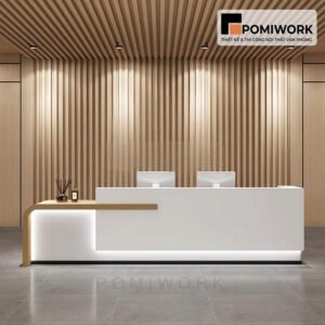 Quầy lễ tân cao cấp thiết kế tối giản – Bàn tiếp tân hiện đại phù hợp cho văn phòng chuyên nghiệp