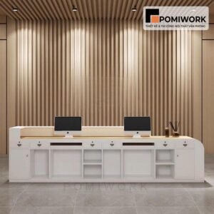 Quầy lễ tân cao cấp thiết kế tối giản – Bàn tiếp tân hiện đại phù hợp cho văn phòng chuyên nghiệp